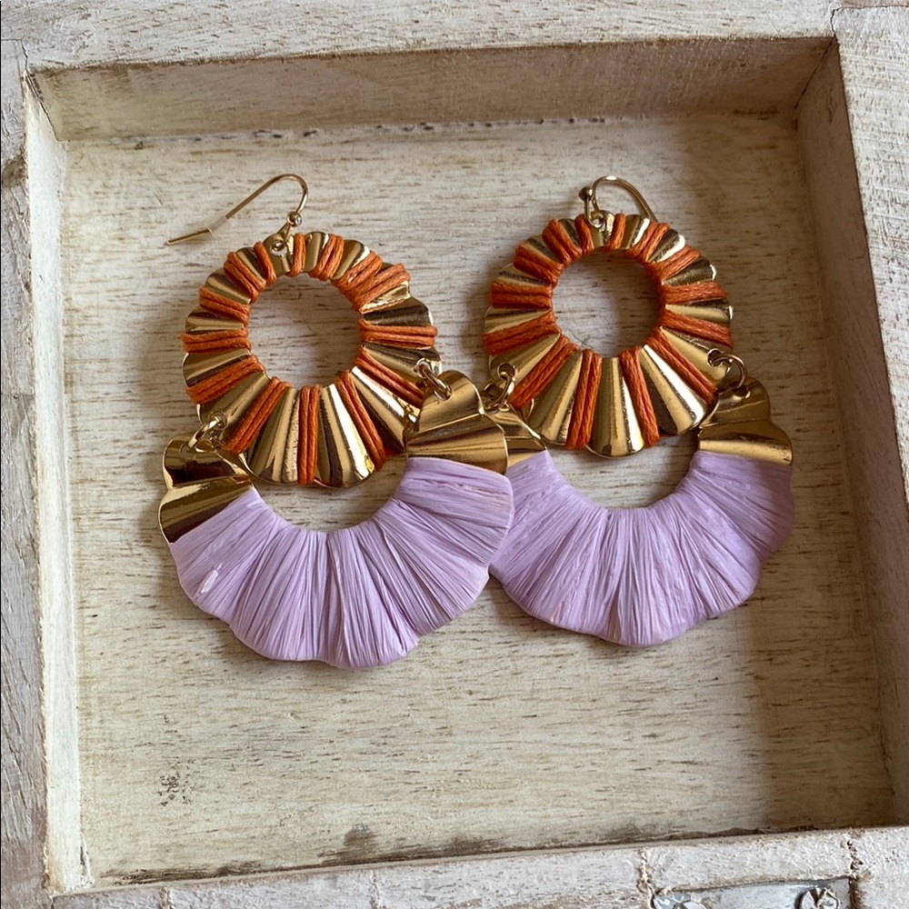 3/$9 Elegant Gold and Purple Statement Earrings